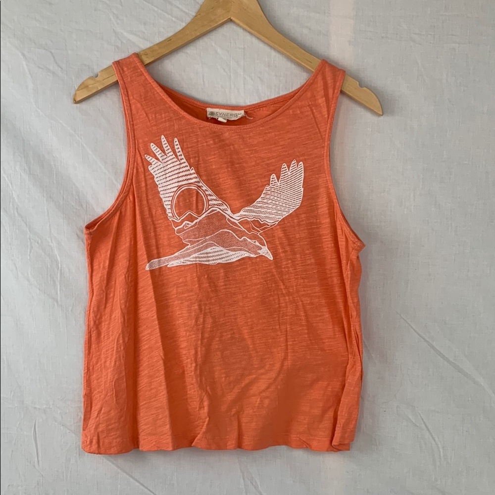 Coral Tank Top with Bird Graphic